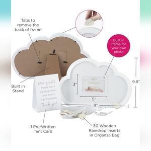 :Damaged Baby Shower cloud shape Wish picture frame 30 wooden heart guess pieces